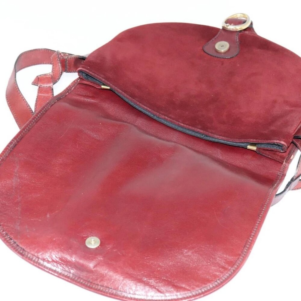 BALENCIAGA Shoulder Bag Suede Leather Bordeaux Gold Auth bs30414 - Picture 12 of 16